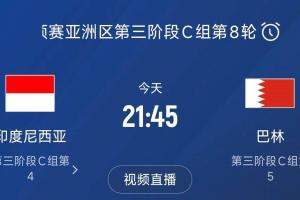 争4之战！印尼巴林首回合战平本轮正面交锋，加上国足3队均为6分
